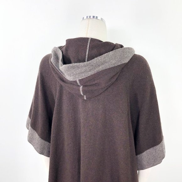 Autumn Cashmere Toogle Hooded Brown Taupe Poncho S - Picture 5 of 8